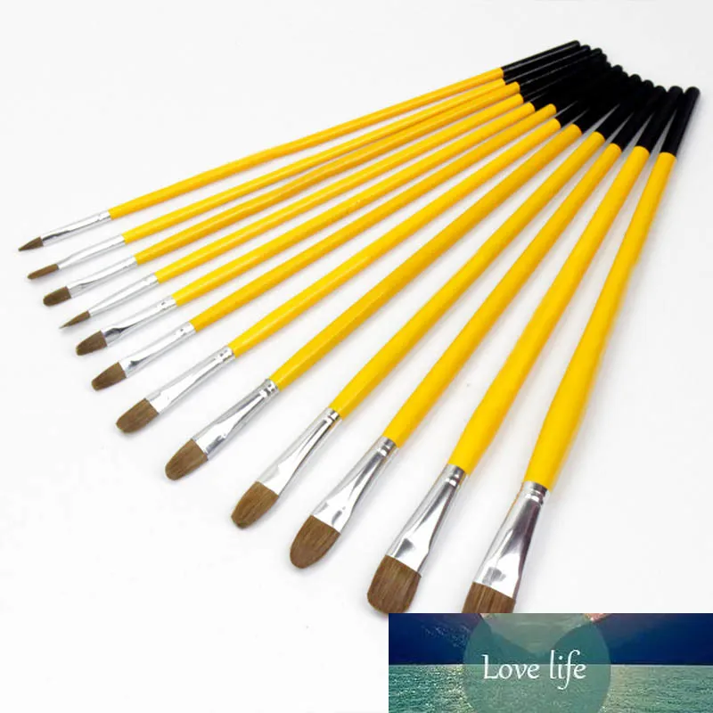 Oil Paint Brushes Art Stationery Long Tail DIY Art Supplies Wooden Handle Watercolor Brush Painting Pen 6Pcs Soft Wolf Hair