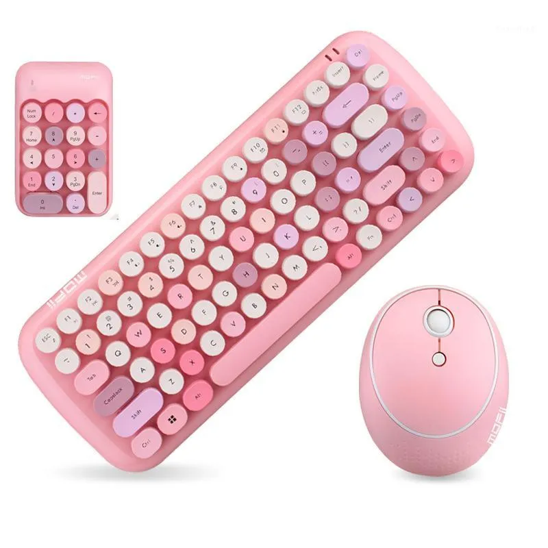 Jelly Comb Wireless Keyboard Mouse Combos для ноутбука для ноутбука для ноутбуки 2,4 г Wireless Number Pad Pink Girl клавиатура и мышка1