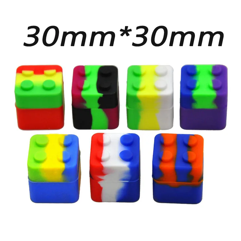 Mini Cube Shape Assorted Color Wax Container Dry Herb Container Ronde Vorm Olie Doos voor DAB RIGS AC112