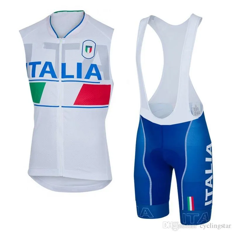 Men ITALIA Team cycling jersey Suit Summer breathable Sleeveless Bike vest bib shorts set MTB bicycle clothing sports Uniform Y062406