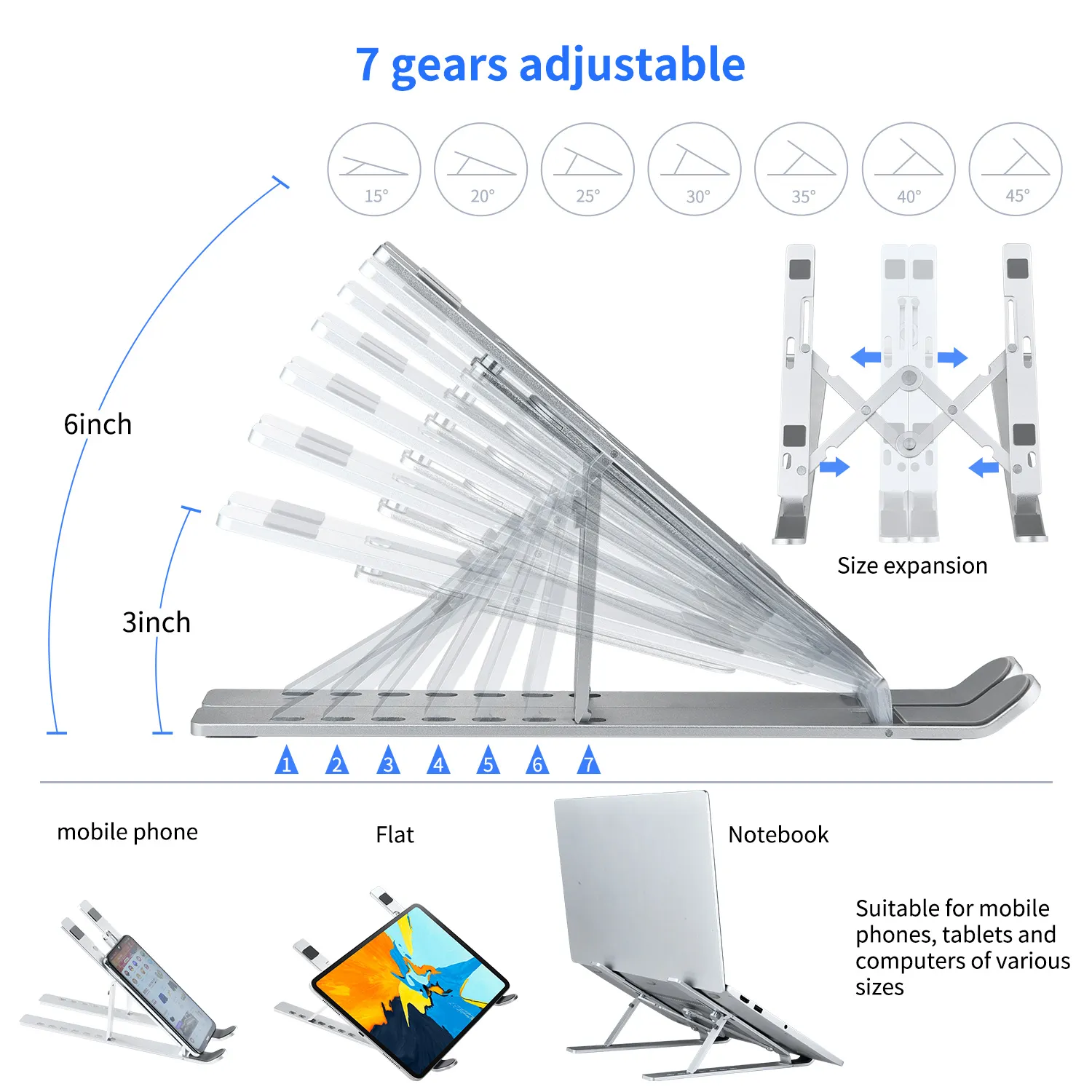 Supporto per laptop regolabile Base di supporto pieghevole Supporto per notebook Supporto per Macbook Pro Airhp Lapdesk Staffa di raffreddamento per computer