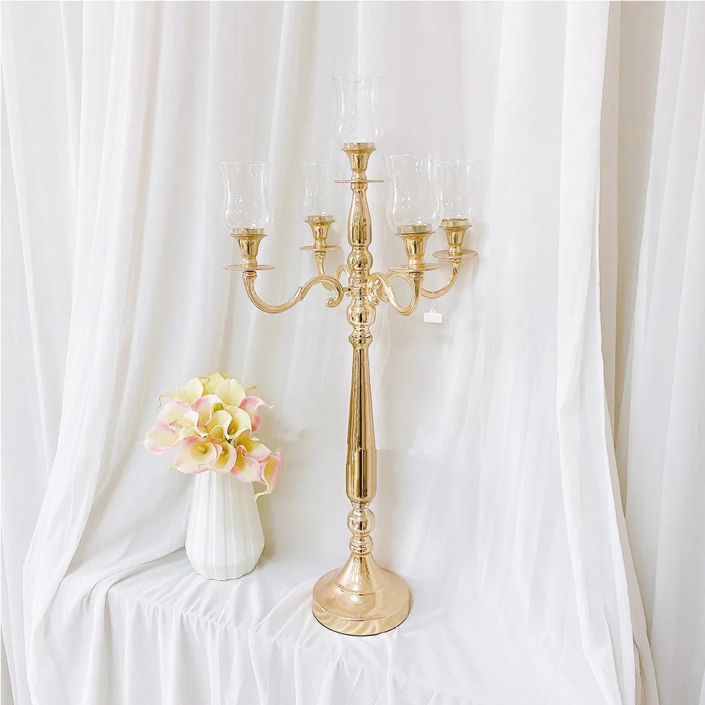 decoration 5 arms crystal candelabra Glass Hurricane candelabra wedding senyu746