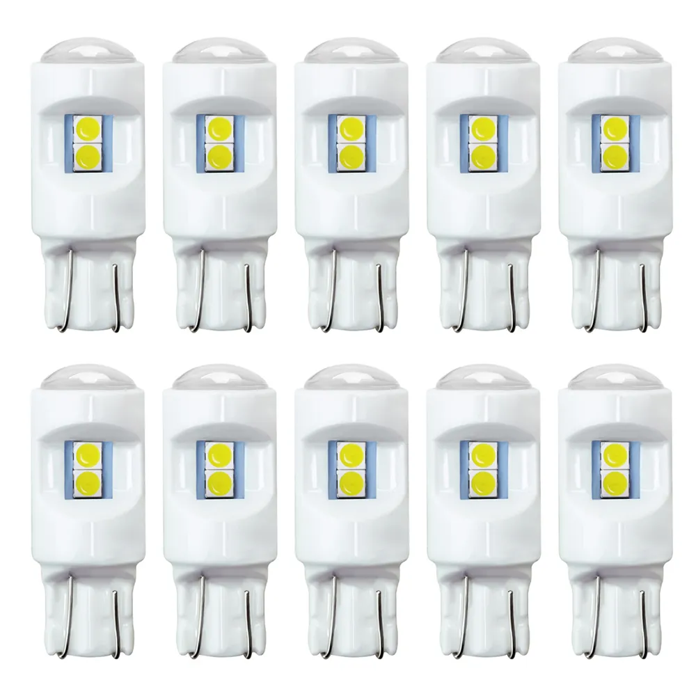 50X T10 W5W Super Bright 3030 SMD LED Ceramica Car Interior Reading Dome Light Marker Lamp Turn Side Bulb Luci di ingombro Bianco