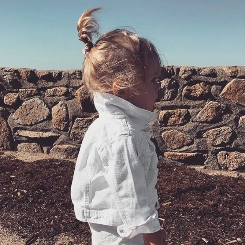 ANKRT Baby Girls White Denim Outerwear Kids Jackets For
