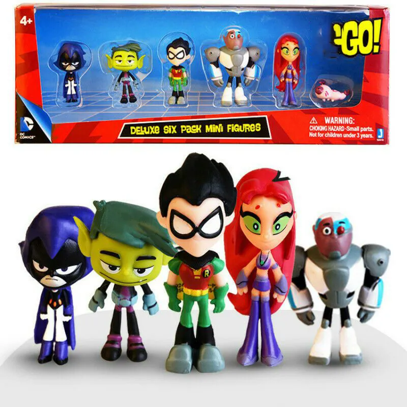 Teensing Titans Go Anime Aksiyon Figürleri Oyuncaklar Robin Cyborg Beast Boy Kuzgun PVC Karikatür Modeli Doğum Günü Hediyeleri Juguetes Çocuklar Için LJ200928