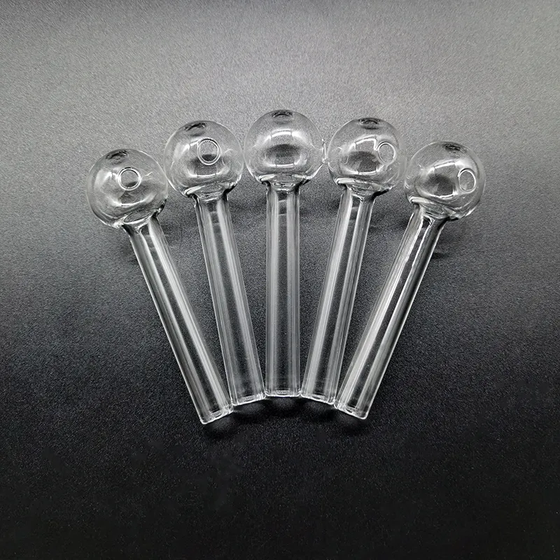 Thick Pyrex Glass Oil Burner Pipe 4Inch Length Thickness Approx 2mm Clear Great Tube Nail For Smoking Tobcco Herb Oils Burners Bong Hookah Water Pipes