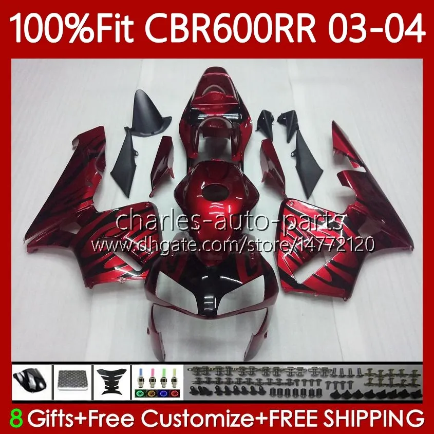 OEM Ciało dla Honda CBR 600RR 600F5 600CC 03-04 Bodywork 71NO.9 Dark Red Hot CBR 600 RR F5 CC CBR600RR 03 04 CBR600F5 CBR-600 CBR600 RR 2003 2004 Wtrysk