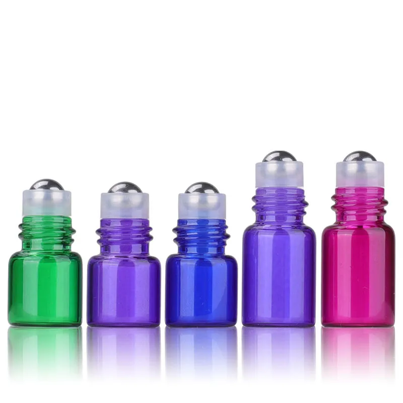 Colorfu 2ml blu viola verde rosa rossa vuota su bottiglie di vetro per bottiglie da campione da campione da 2 ml di olio essenziale