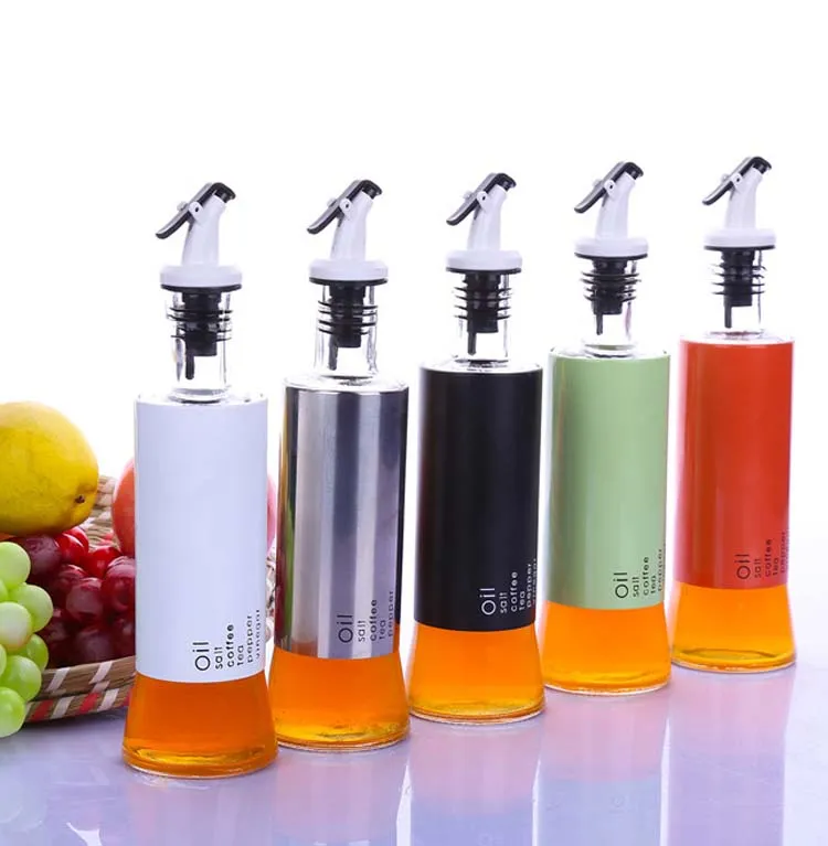 New Spice Tools Oil Bottles Kitchen 300ML Thicken Home Accessories Clear Lead Free Glass Sauce Vinegar Bottle Dust Proof Spice Container