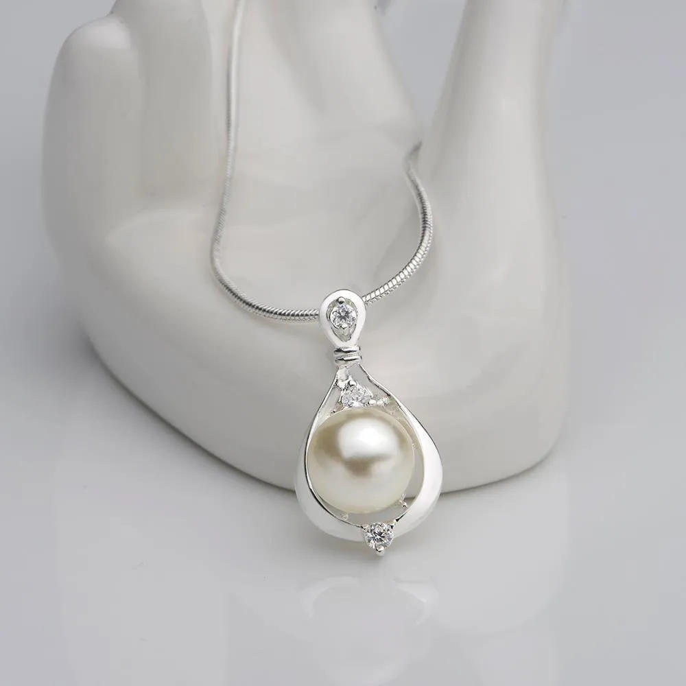 Pearl Necklaces Imitation Pearl Pendant Imitation Freshwater Pearl Plated Silver Pendant Necklace