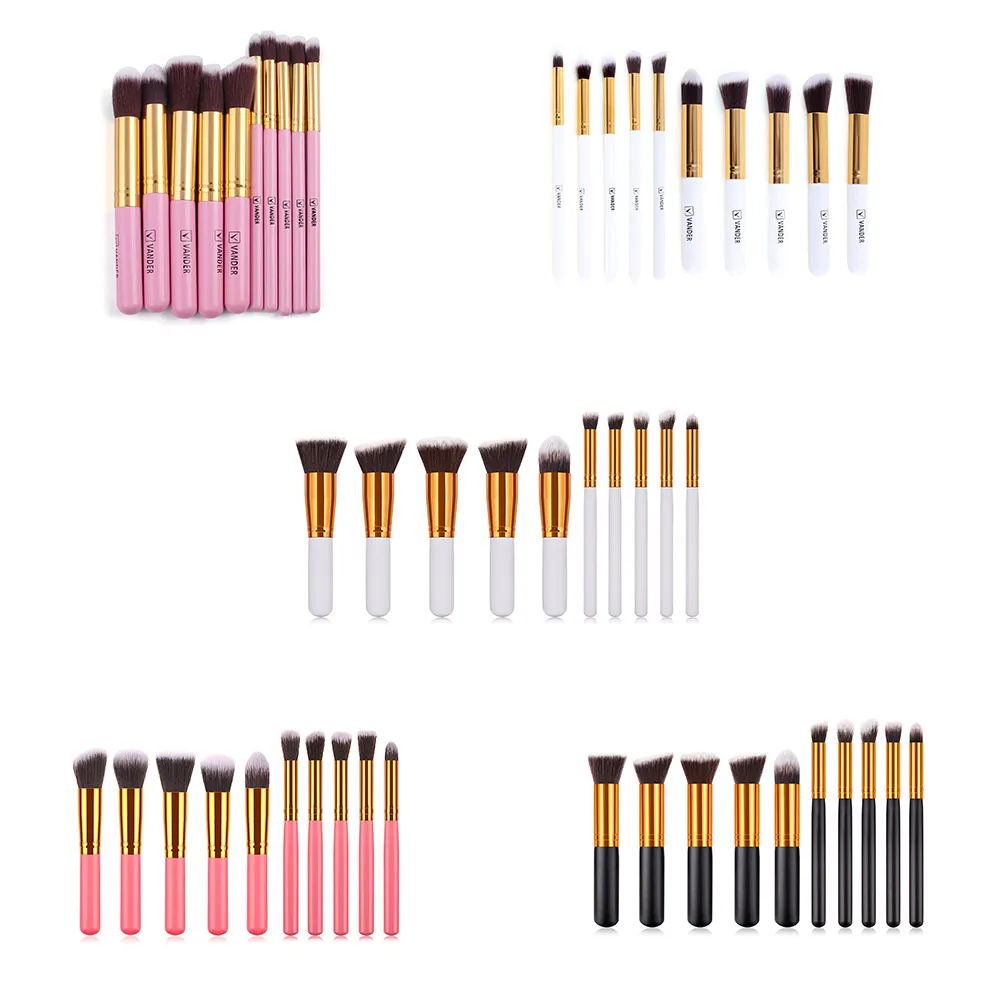 10 sztuk Superior Professional Set Make Up Tools Cosmetics Makeup Brush Proszek Fundacja Kabuki Blush Woman toalety Beauty Kit