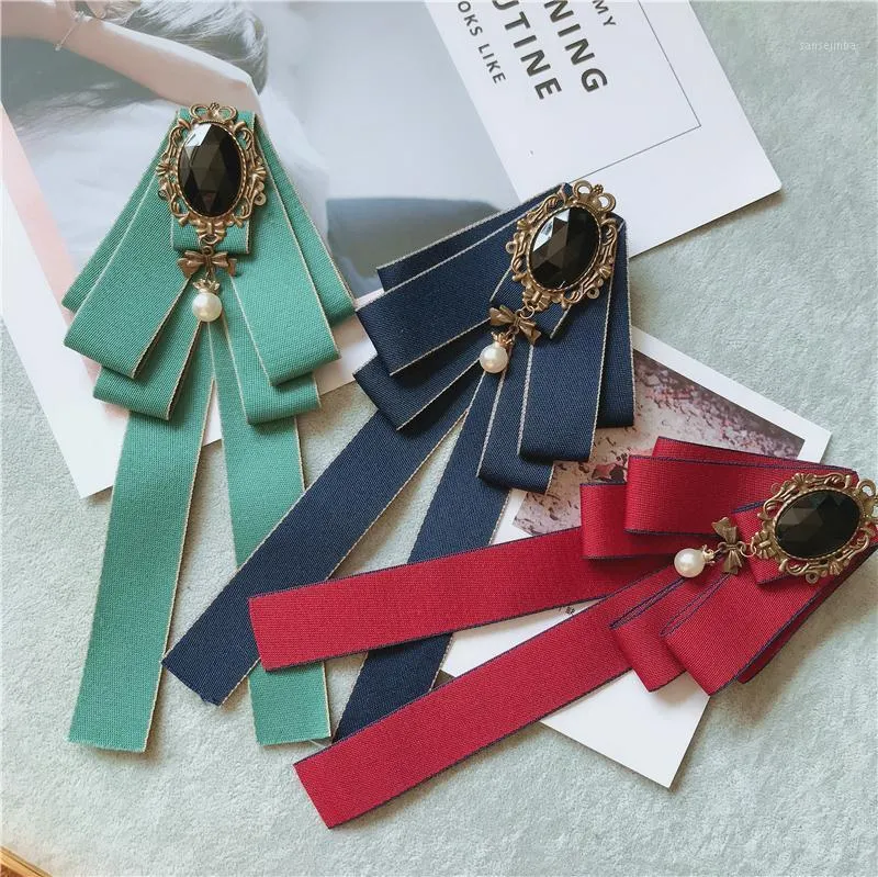 Korean Cloth Art Bow Tie Brooch Ribbon Bowknot Pearl Neck Cravat Suit Fashion Jewelry Gifts For Women And Men Accessories Pins, Brooches