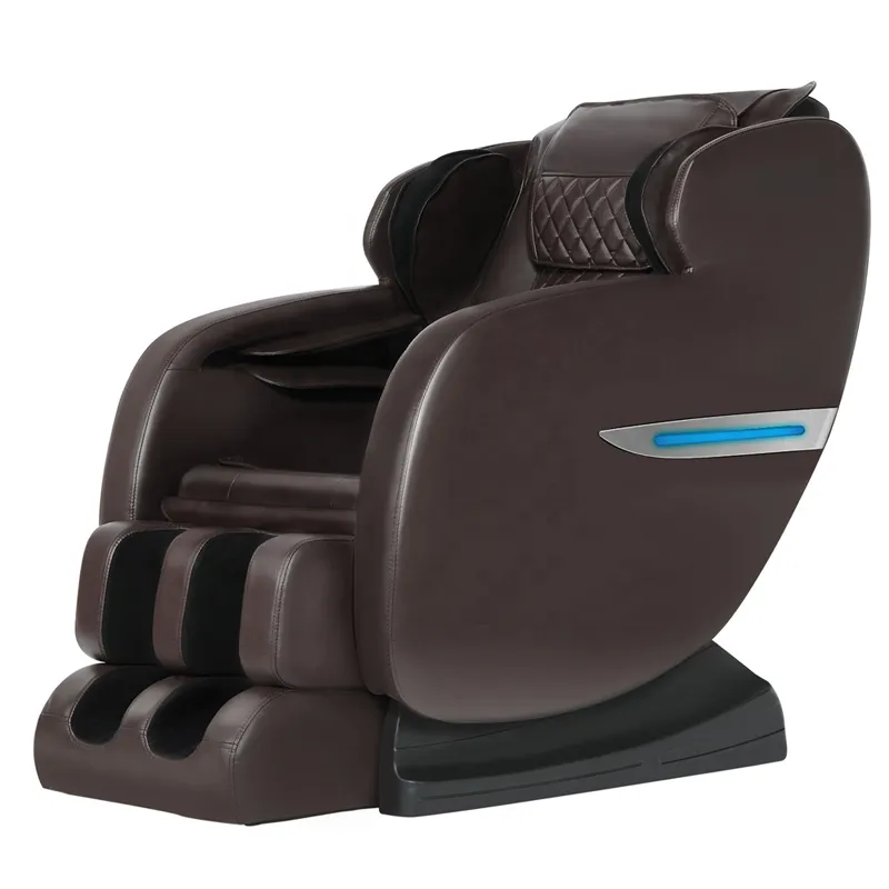 Shiatsu Sıfır Yerçekimi Tam Vücut Masaj Sandalye Recliner Bluetooth Isıtma Fonksiyonu ile Ayak Rulo LED Işık, Siyah ve Kahverengi