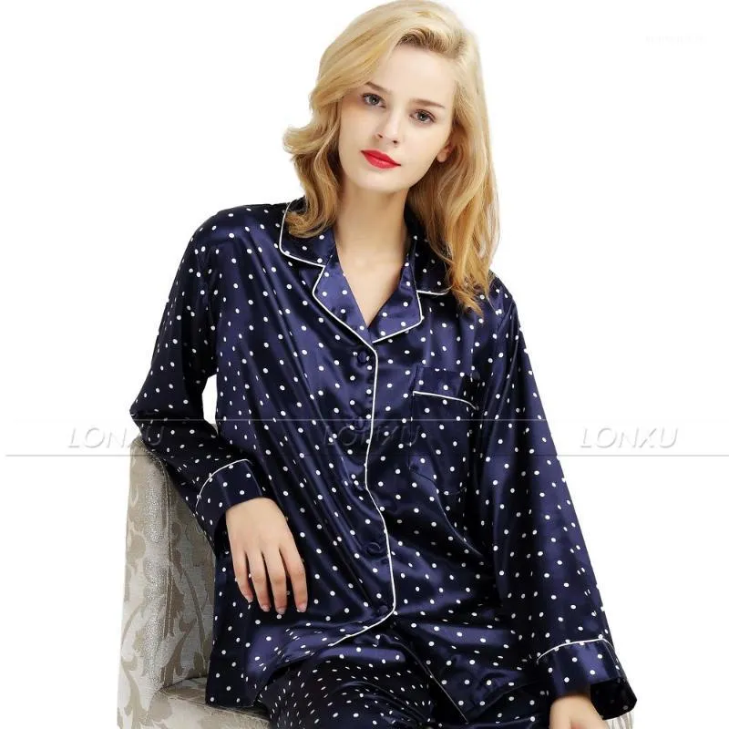 Kvinnors Sleepwear Wholesale-Womens Silk Satin Pajamas Set Pajama Pajamas Loungewear S, M, L, XL, 2XL, 3XL Plus__Fit All Seasons1