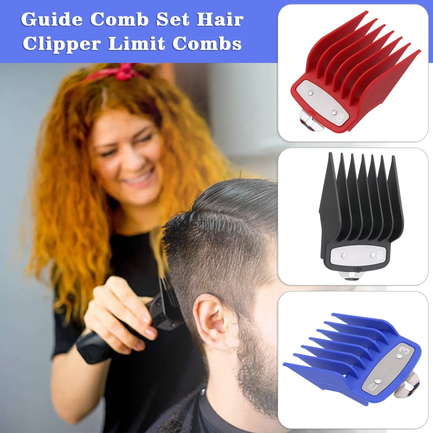 8 storlekar Guide Comb Set Hair Clipper Cutting Combs Limit Portable Combs Guide Comb Set