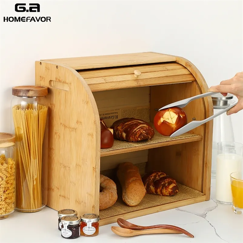 Bamboo Home Bread Box With Cutting Board & Drawer Large Kitchen Storage