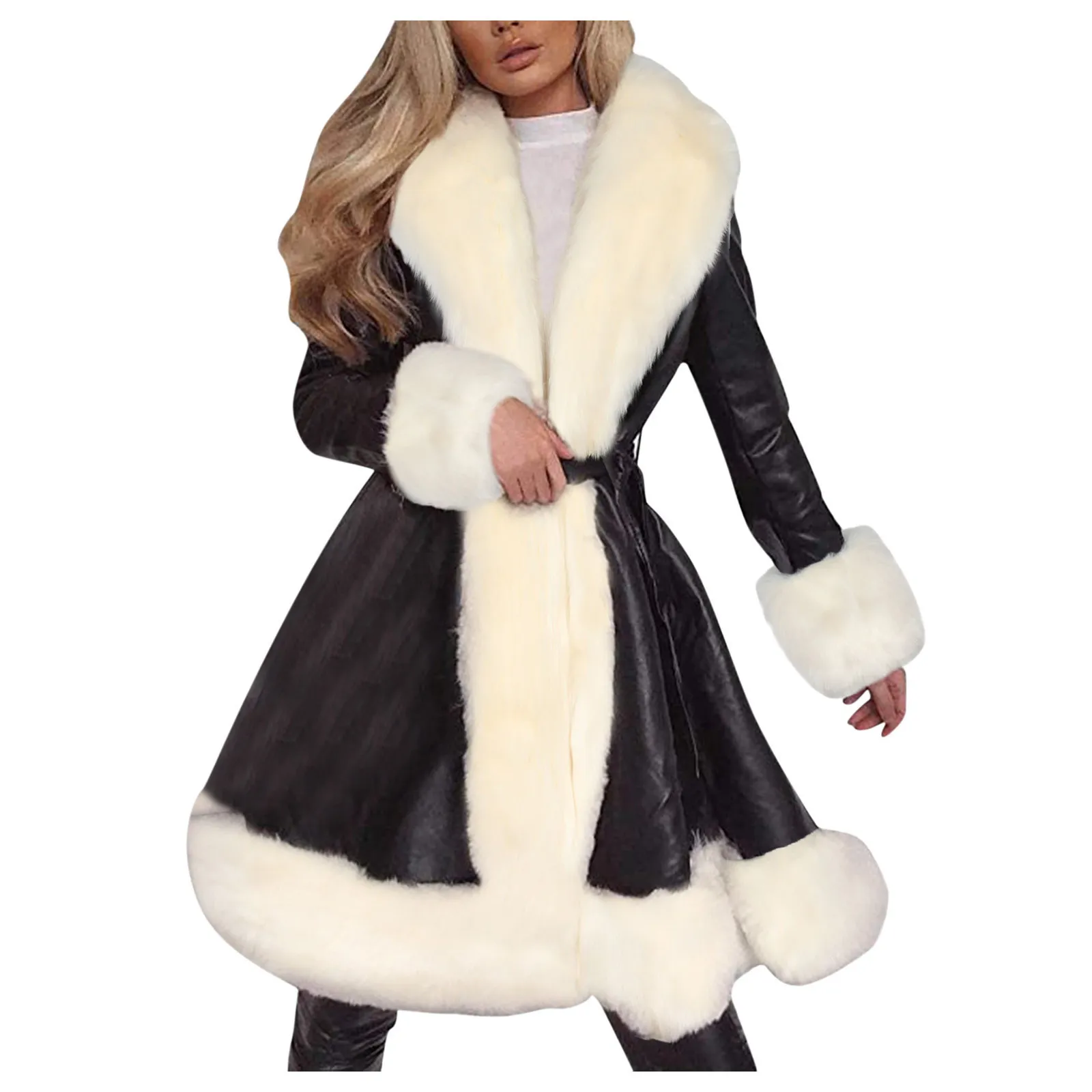 Chic Winter Fur Collar Leather Jacket Women Long Faux Leather Coat Dress  Warm Outwear Abrigos Mujer From Wangwang269, $45.3 | DHgate.Com