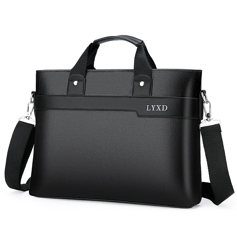 Jun Briefcase Shoulder Bag handväska Laptop Mäns lädermapp för A4-dokument Designer Tote Chain Business Travel Messenger BA 220221
