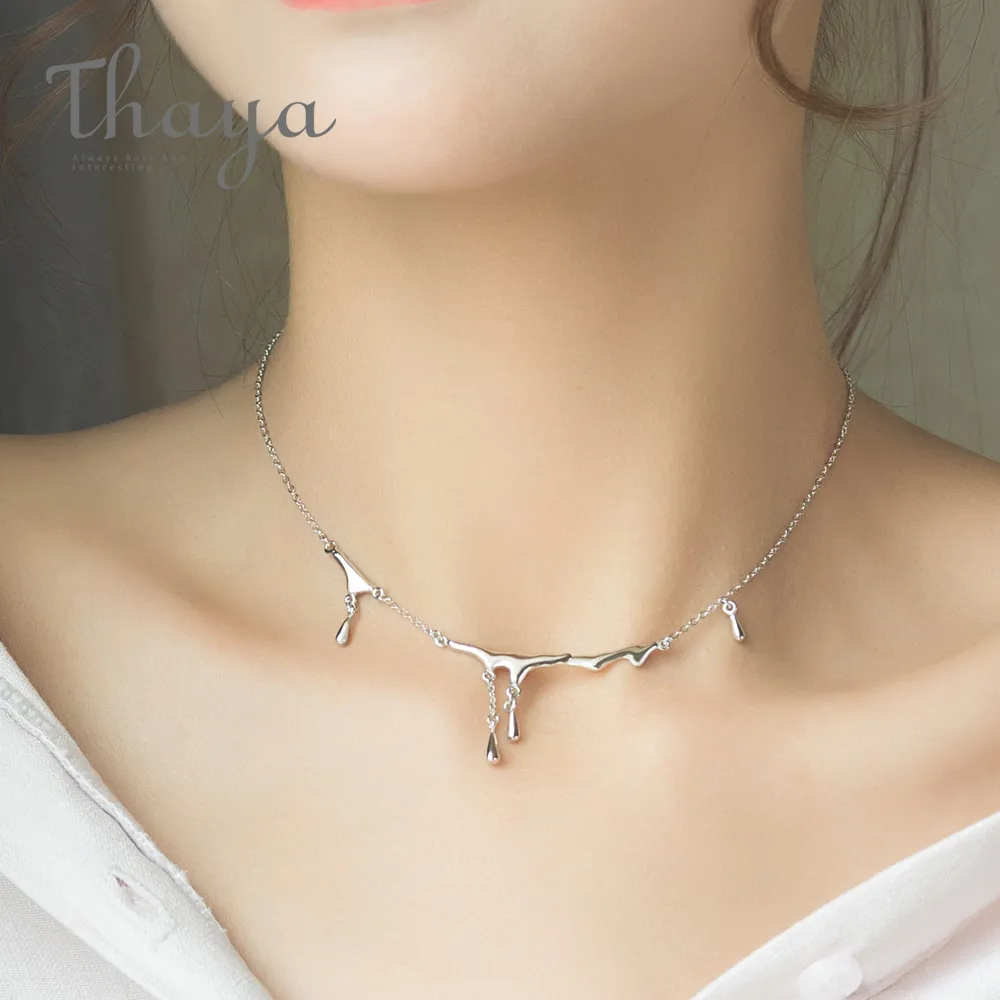 Thaya design original caindo lesão de chuva s925 esterlina colar de prata simples gargantilha colar feminino jóias presente para as mulheres q0531