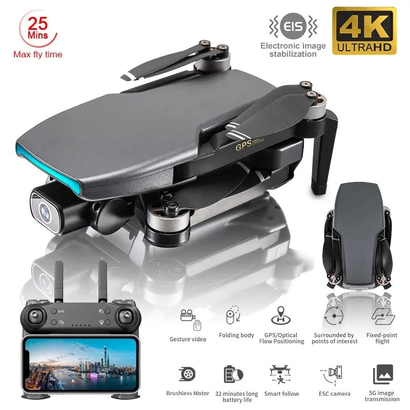 2021 Ny GPS Drone SG108 med HD EIS 4K-kamera Professionell borstlös motor Foldbar QuadCopter RC Drone Toy Gift