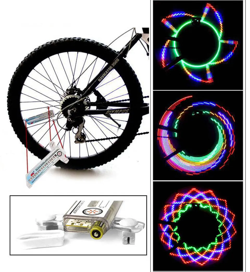 Pneumatici per pneumatici per bici da moto per bicicletta 32 LED Flash Spoke Light Lamp Luci per ciclismo all'aperto per ruota da 24 pollici