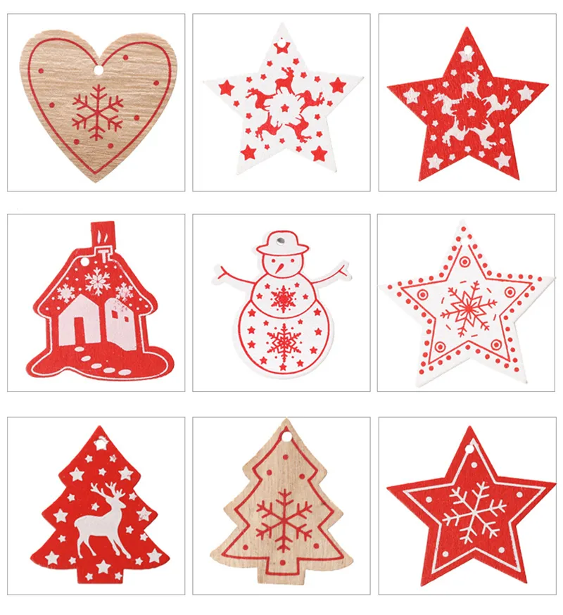 2020 Christmas Wooden Decorations for Home Tree DIY Natural Wood Christmas Ornaments Pendants Hanging Gift Natal Xmas Decor