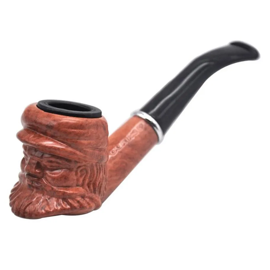 Madeira clássica fez fumar tubo barbudo homem velho com alça longa e boca plana erva seca do tabaco Burés