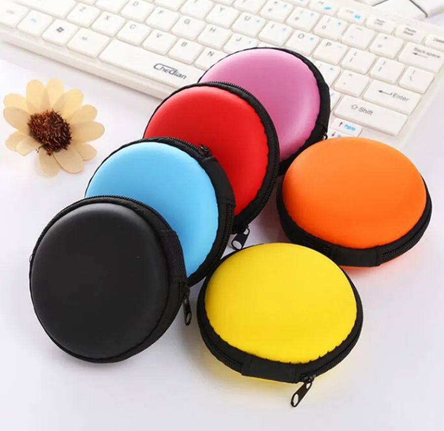 Mini Zipper sacos Earbuds USB Headphone Caso Organizador de protecção Cable fone de armazenamento saco macio Headset Coin Purse Rodada DDA711