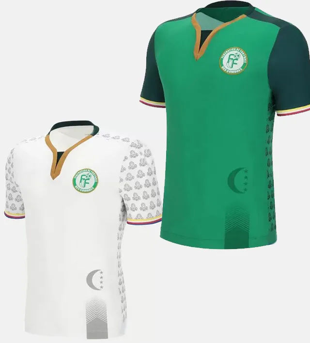 Personalizzato 2022 23 Comoros Bianco Men Thai Quality Soccer Jerseys Yakuda Stivali locali Stivali Online Sneakers Dropshipping Accettata Sport Popolare