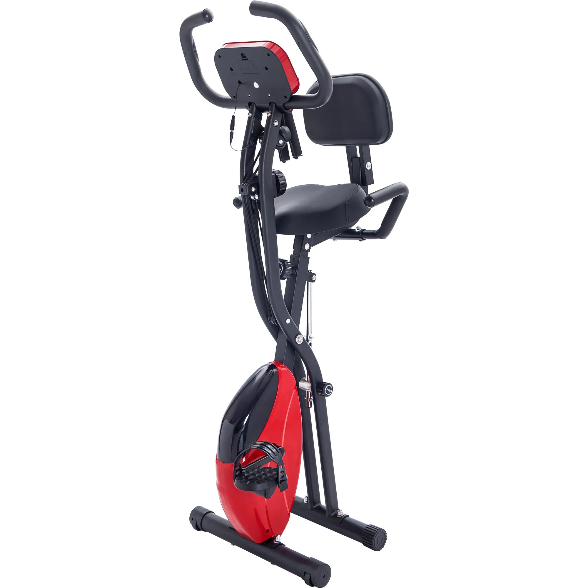 Bicicleta estática plegable, bicicleta estática vertical y reclinada con  resistencia ajustable de 10 niveles, bandas de brazo y respaldo