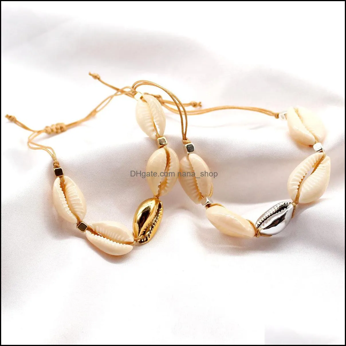 Shell Charm Bracelet for Women Seashell Bracelets Statement Adjustable Sea Shell Cord Bib Collar Bracelets Hawaiian Jewelry