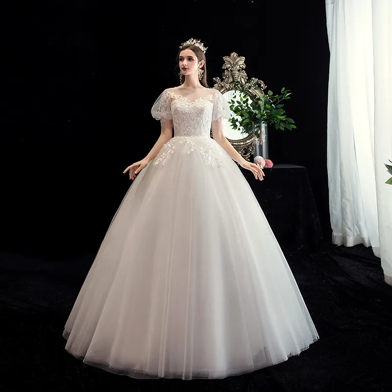 Wedding dress 2022 new Korean style slim bride wedding plus size lace studio dress