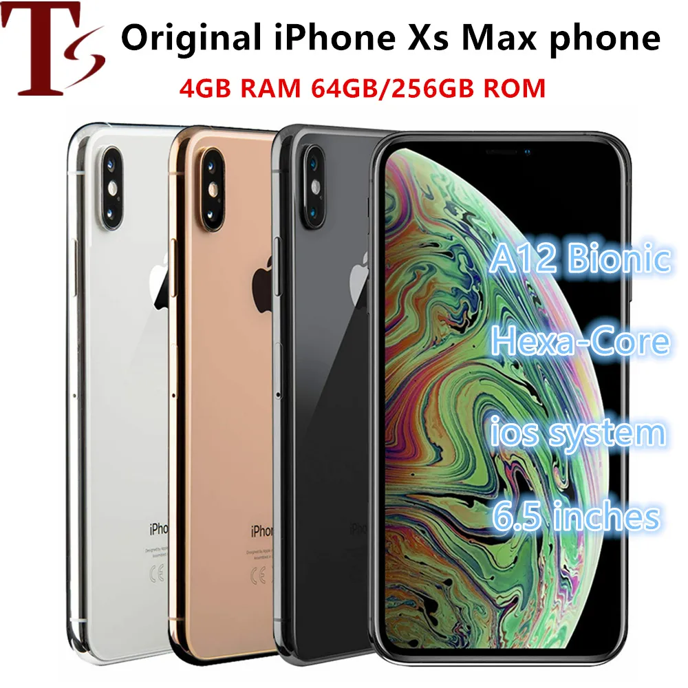 Original Apple iPhone XS Max Telefon 6,5" entsperrt 4 GB RAM 64 GB/256 GB generalüberholtes Smartphone 1 Stück