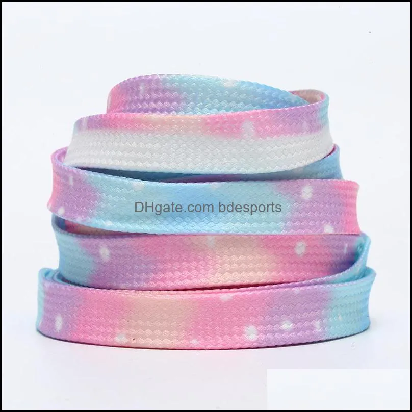 Tie Dye shoelaces Canvas shoes rope white grey blue Mint Green light Pink colorful laces length 100-180 cm