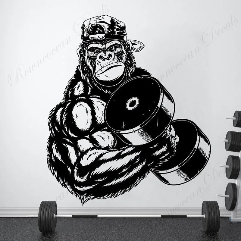 Gorilla Bodybuilder Heake Fitness Source Наклейки на стену Показать сильные прочностные наклейки Виниловые домашние декор интерьера дизайн в интерьере росписи съемный 4663 201130