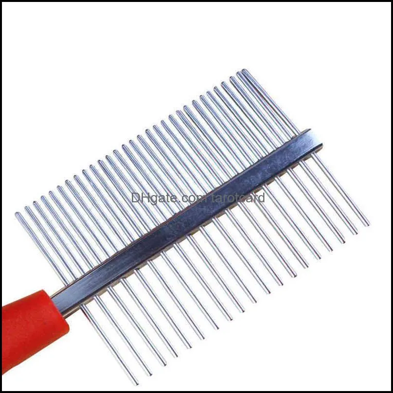 Plastic Beauty Tools Pet Hair Double-sided Comb Stainless Steel Pin Double Rows Pets Dogs Cat Fur Remover Brush Combs Groomings Tool