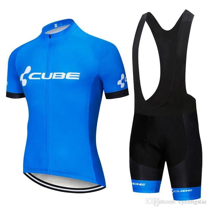 New men CUBE team cycling jersey suit short sleeve bike shirt bib shorts set summer quick dry bicycle Outfits Sports uniform Y20042401