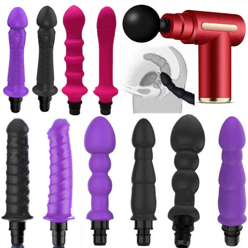 NXY dildos sexleksaker för kvinna kvinnlig masturbator Fascia Gun Adapter Body Massage Head to Machine Orgasm Thrusting Vibrator Dildos 0105