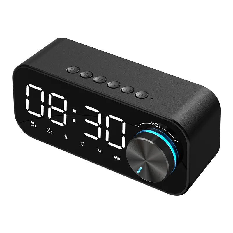 Trådlös högtalare Portable Mini Bluetoothes 5.0 Högtalare Bedettbord LED -skärm Alarmklocka Bluetoothspeaker Subwoofer med TF -uppspelning