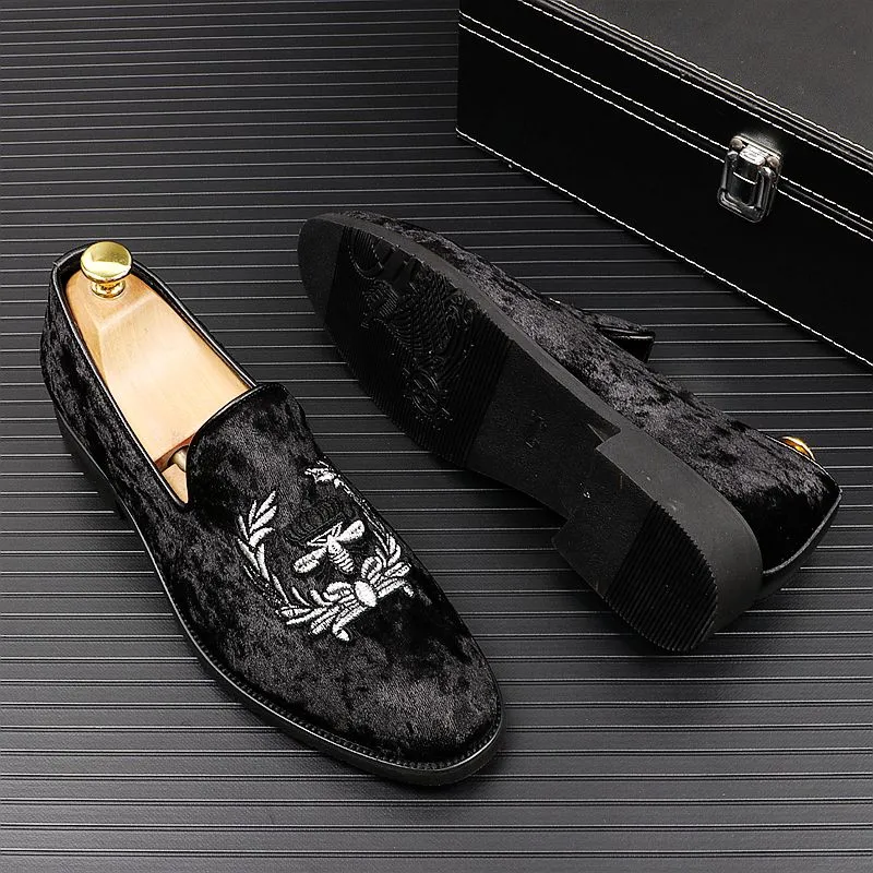 Two color Genuine Leather stitching with Bowtie men handmade luxurious flats Men`s banquet classic loafers