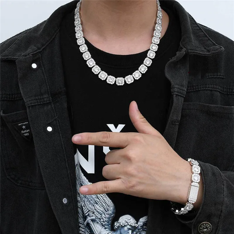 Mens diamond necklace and bracelet set hotsell