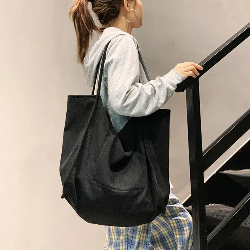 에코 친화적 인 여성 코듀로이 쇼핑백 가벼운 헤비 듀티 재사용 핸드백 캐주얼 큰 지갑