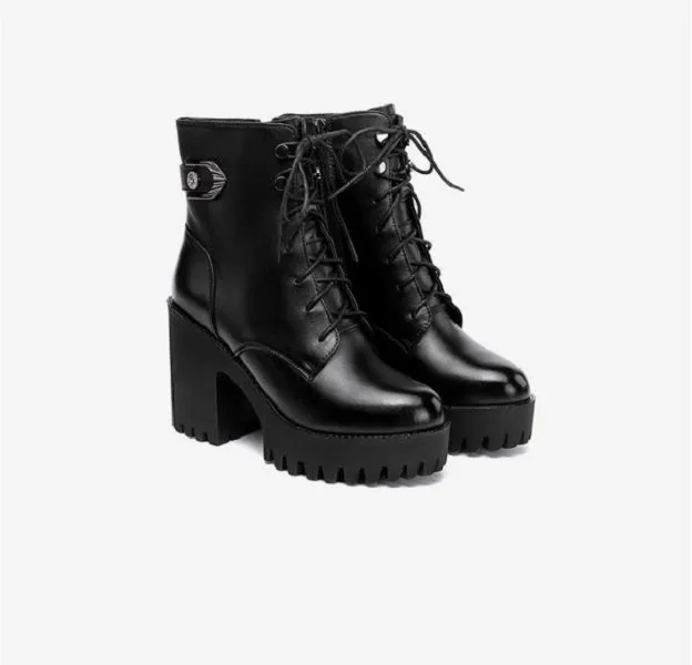 Kadın Çizmeler Chaussures Siyah Platformu Ayakkabı Lady Bayan 8 cm 10 cm Boot Deri Ayakkabı Eğitmenler Spor Sneakers Boyutu 35-43 07