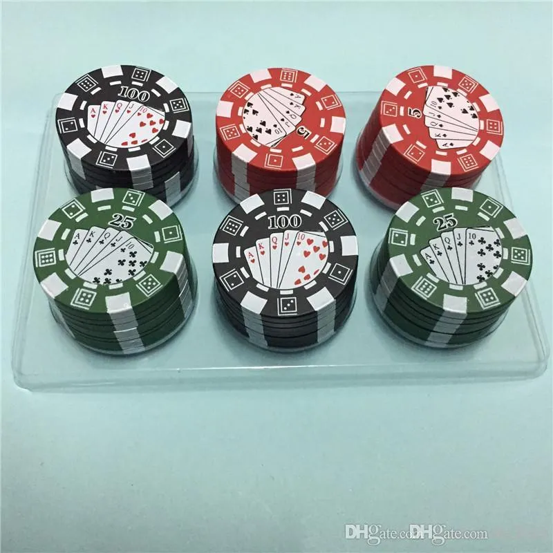 Herb Grinder Set 3 Layer Poker Chip Style W/ Manual Crusher, Smoking