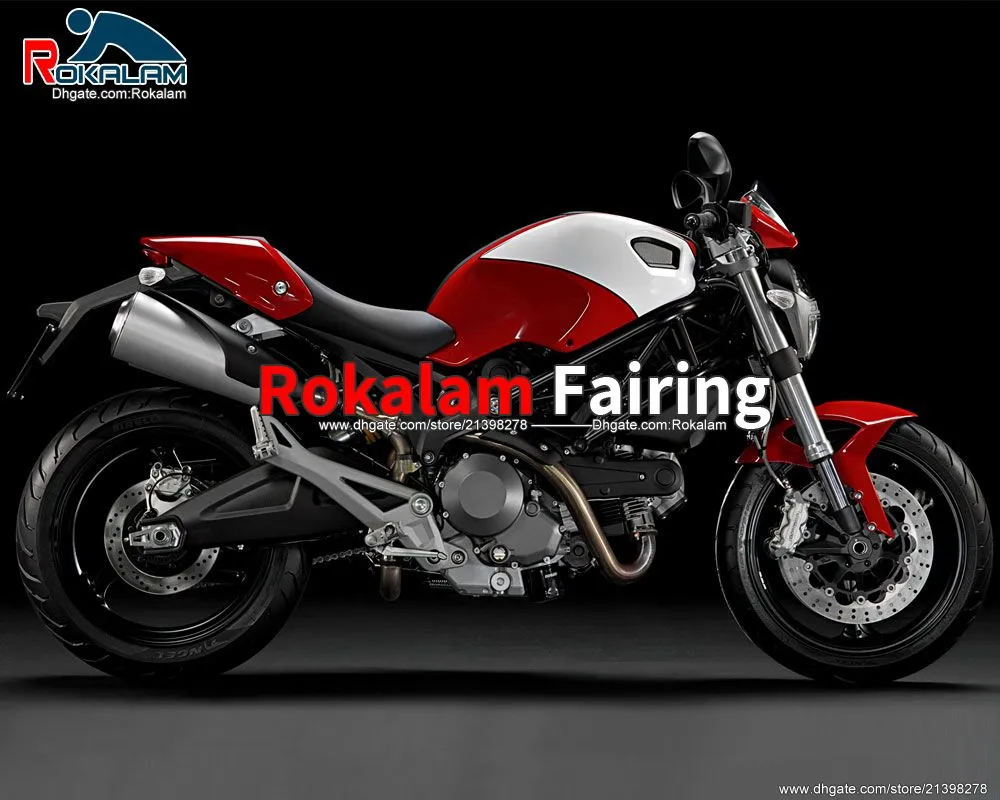 Motorfietsverbarstingen voor Ducati 696 795 796 M1100 2009 2010 2011 2012 2013 1100 1100S Rood Wit ABS FACLING COMPLETE SET (spuitgieten)