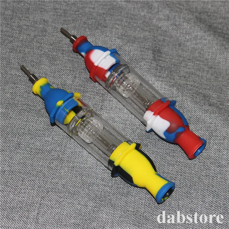 kits NC de néctar de vidro de vidro de cachimbo com articulação de 10 mm Ti Bongs de vidro de vidro de vidro de vidro de silicone DAB SLIGS DAB