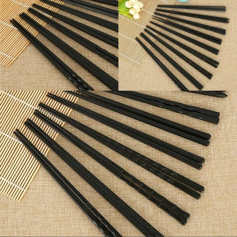 Czarny 1Pair Chopstick Non Slip śruba Gwint Kuchnia Narzędzie Dekoracji Sushi Chopsticks Twill Food Palillos 0 7XC G2