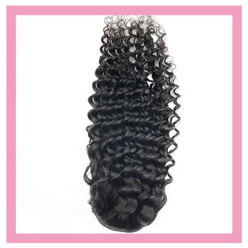 Cabelo humano brasileiro Cabo de cavalo de ondas profundas 8-26 polegadas Curly Indian Virgin Hair Extensions