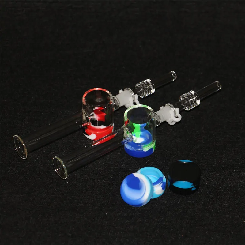Kit de narguilés en verre NC avec pointes de quartz, plates-formes de paille Dab, tuyaux de fumée en silicone, accessoires pour fumer, conteneurs d'huile de silicone de 5ml