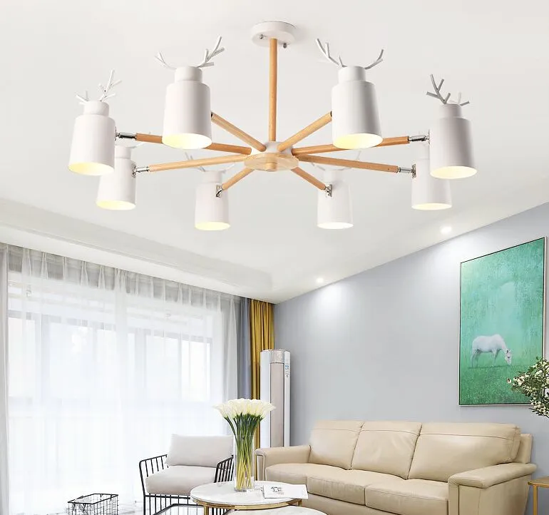 Nordiska ljuskronor för vardagsrum Sovrum Kök Antlers LED-ljuskrona Lighting Bird Deco Lamp Modern Lustres de Plafond